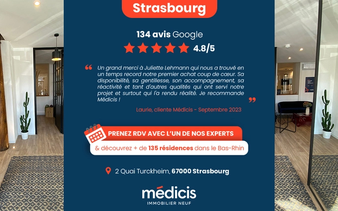 Programme immobilier neuf Strasbourg quartier calme proche commerces et transports à Strasbourg